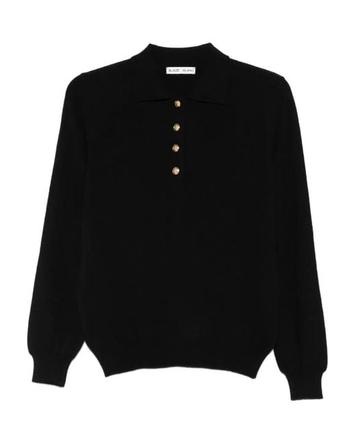 Blazé Milano Black Button-Placket Polo Top