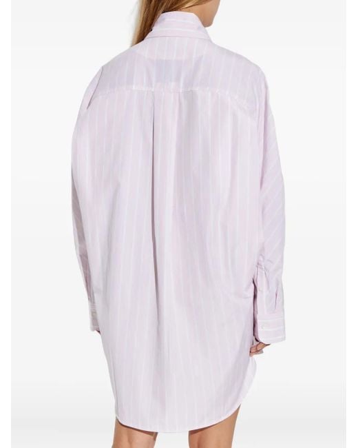 Jacquemus White Striped Cotton Shirt Dress
