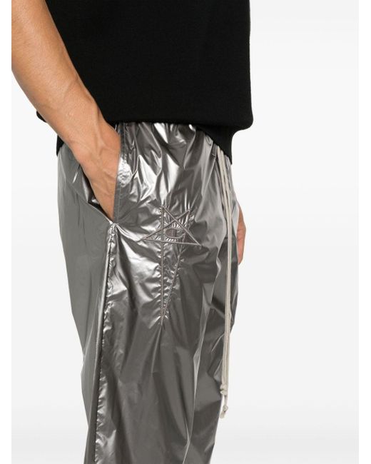 Rick Owens X Champion Gray Logo-embroidered Metallic Track Pants for men
