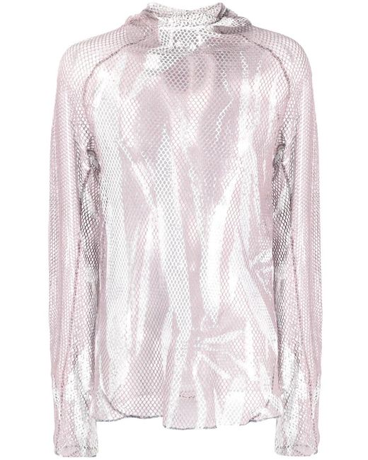 KANGHYUK Pink Fishnet Cotton Hoodie for men