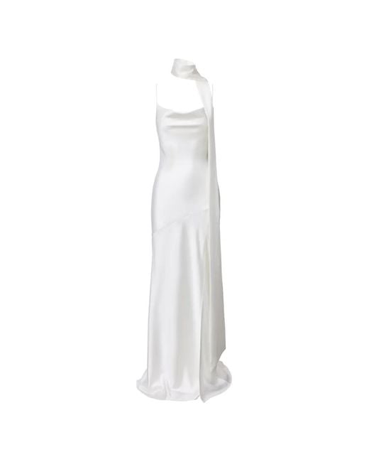 Lita Couture White Cowl-Neck Maxi Dress