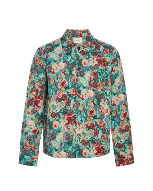 Les Deux Green Floral-Tapestry Long-Sleeve Shirt for men