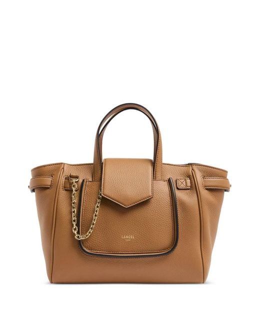 Lancel Brown Small Thea Grained Handbag