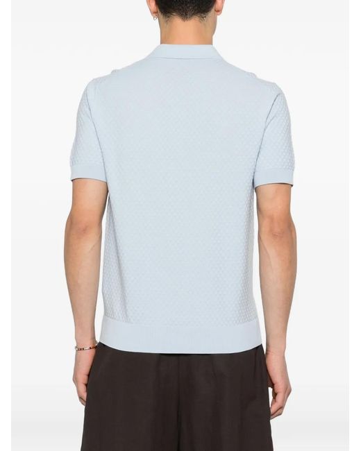 Paolo Pecora Blue Textured Polo Shirt for men