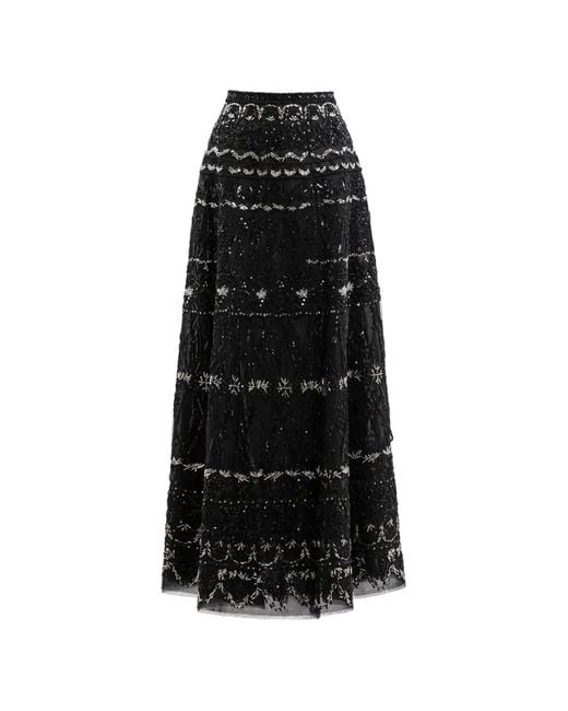 Saiid Kobeisy Black A-Line Beaded-Embellishment Maxi Skirt