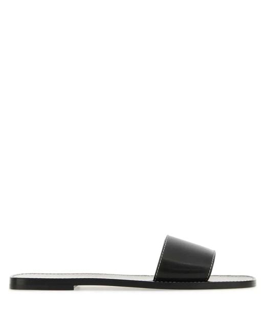 The Row White Milla Leather Slides