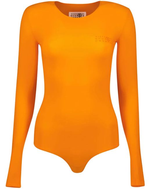 MM6 by Maison Margiela Orange Numbers-Motif Bodysuit