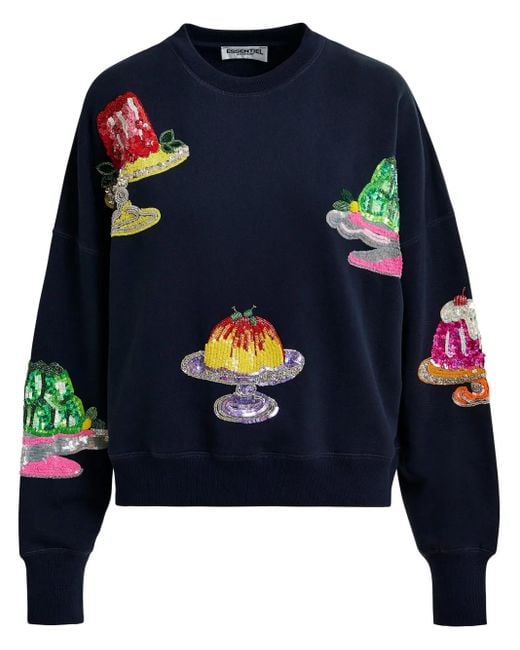 Essentiel Antwerp Blue Hake Cake Sequin Embellished Sweatshirt