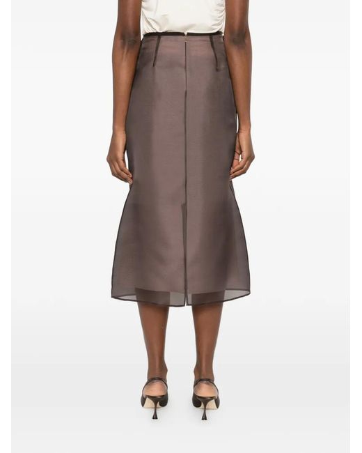 Agnona Brown Sheer Skirt