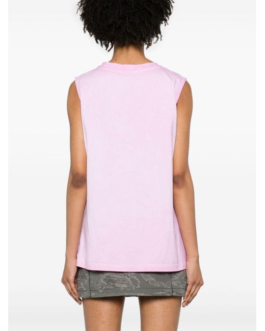 MSGM Gray Embroidered-logo Tank Top