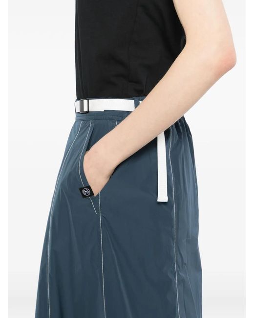 SPORT b. by agnès b. Blue Logo-Patched A-Line Skirt