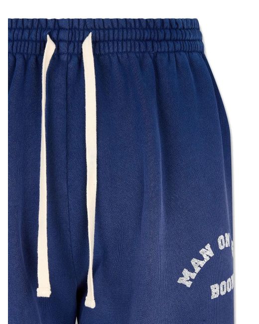 MAN ON THE BOON. Blue Drawstring Track Pants for men
