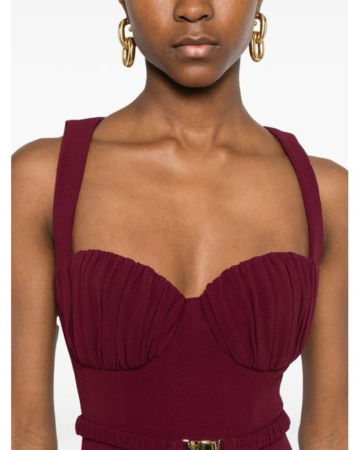 ROWEN ROSE Purple Robe Longue En Satin À Détail Ceinturé