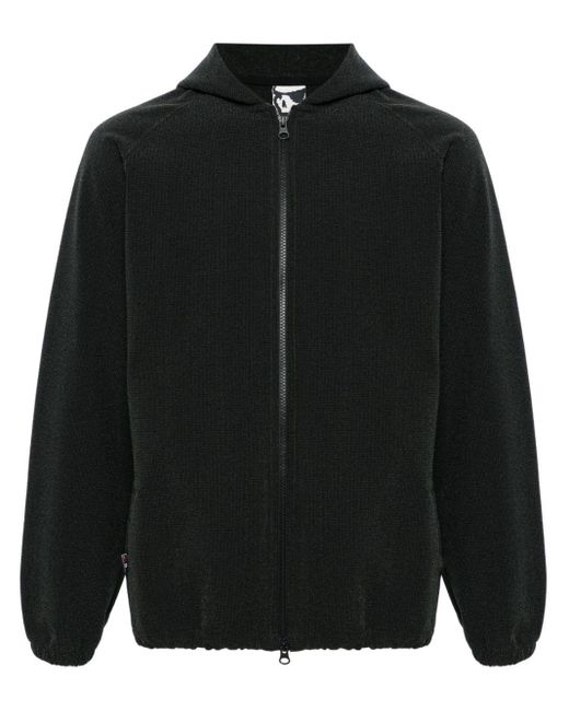 GR10K Black Ibq Zip-up Textured Hoodie for men