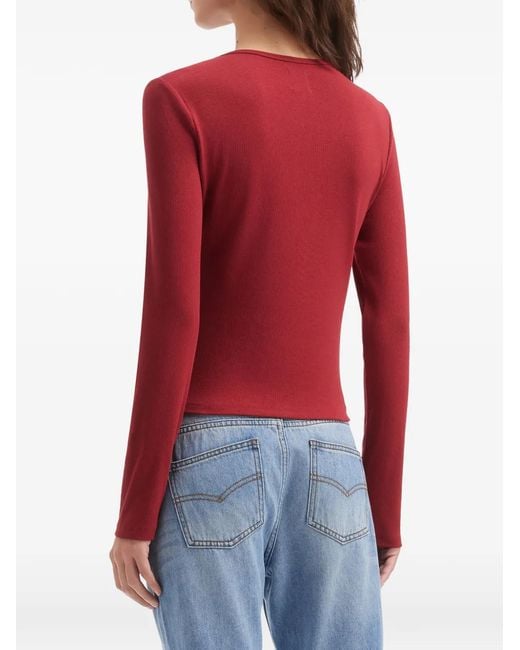 B+ AB Red Knotted Long-Sleeve Top