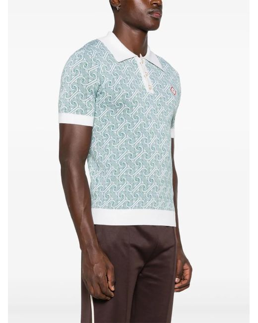 Casablanca Blue Jacquard Polo For for men