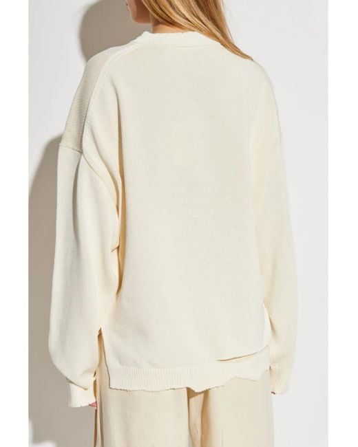 Helmut Lang White Distressed Sweater