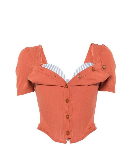Vivienne Westwood Orange Button Draped Knitwear