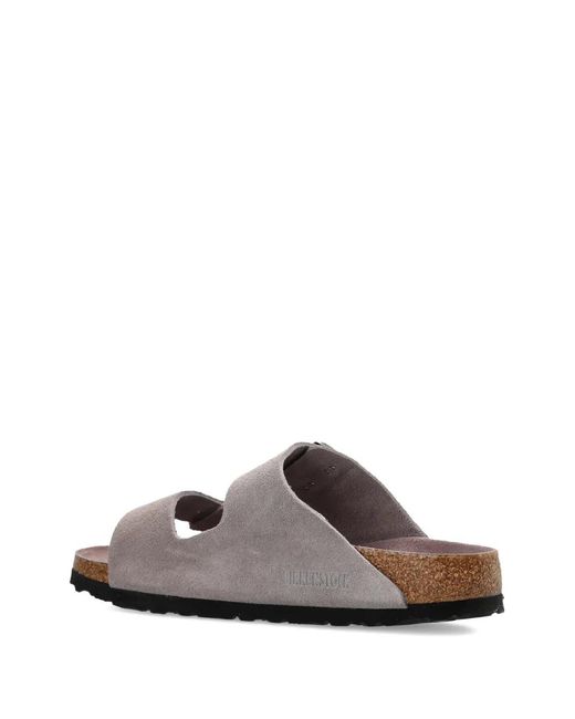 Birkenstock White Arizona Sfb Faded Tonal, Suede Leather