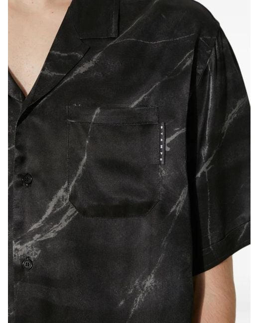 Stampd Black Marble-Print Short-Sleeve Shirt for men