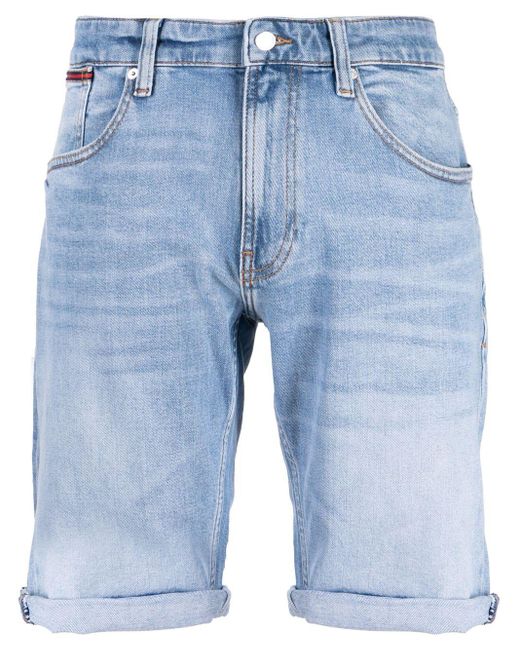 Tommy Hilfiger Ausgeblichene Jeans-Shorts in Blau für Herren | Lyst DE