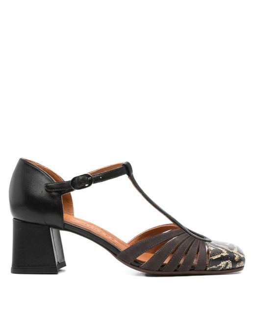 Chie Mihara Brown 60mm T-bar Block-heel Pumps