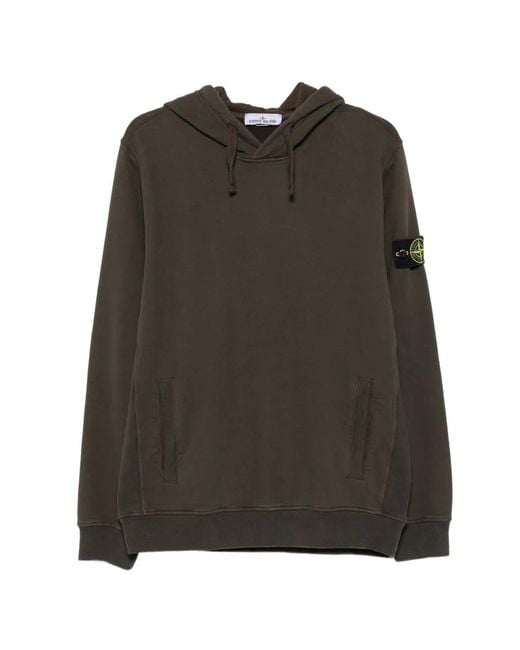 Stone Island Brown Compass-Patch Hoodie for men