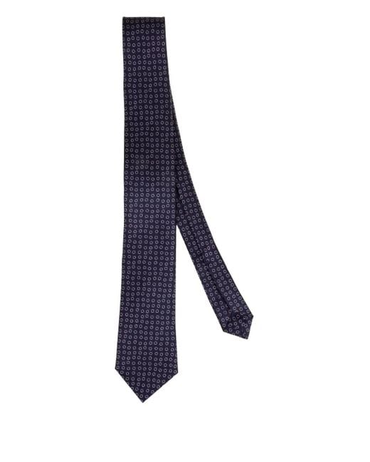 Errico Formicola Blue Pattern-Jacquard Silk Tie for men