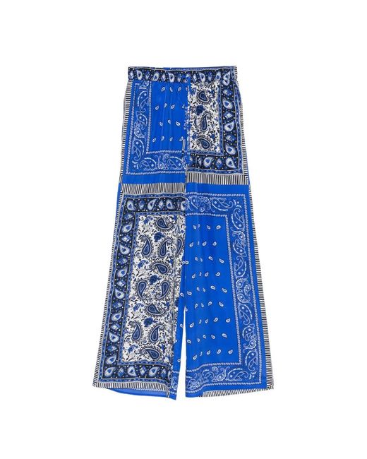 P.A.R.O.S.H. Blue Shieled Paisley Print Palazzo Pants