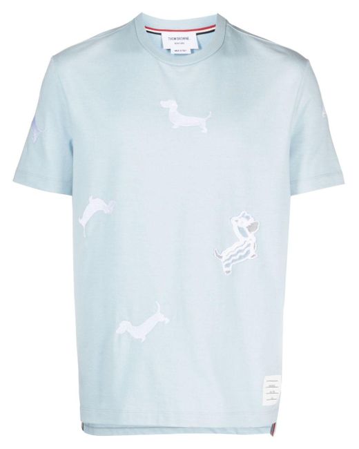 Thom Browne T-Shirt mit Dragon Hector-Stickerei in Blue für Herren