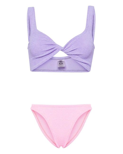 Hunza G Purple Duo Juno Wrinkled-effect Bikini