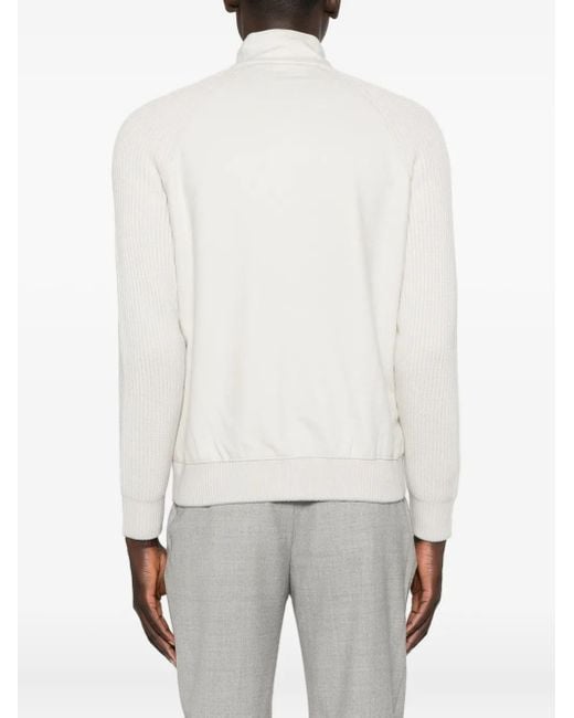 Bomber Con Inserti di Eleventy in White da Uomo
