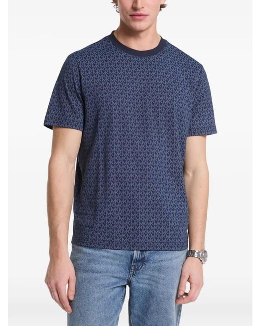 Michael Kors Blue T-Shirt À Logo Métallisé for men