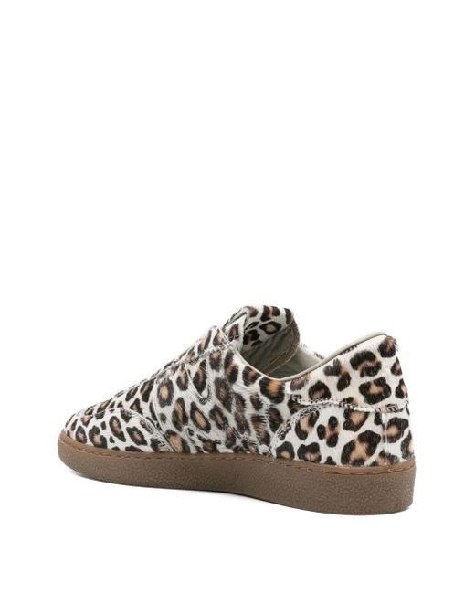 MSGM White Leopard-Print Calf-Leather Sneakers