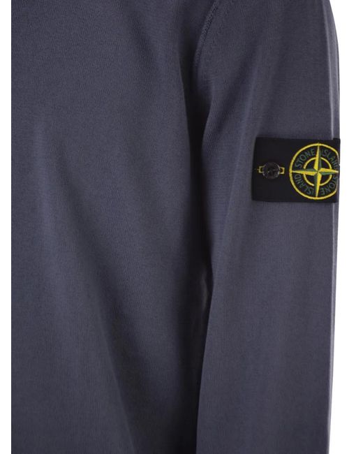 Stone Island Blue Crew-Neck Sweater for men