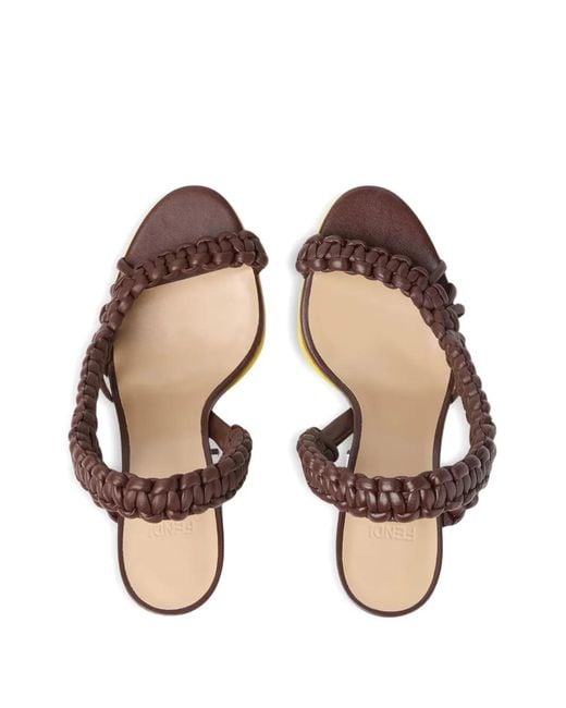 Fendi Brown Arco Braided Sandals