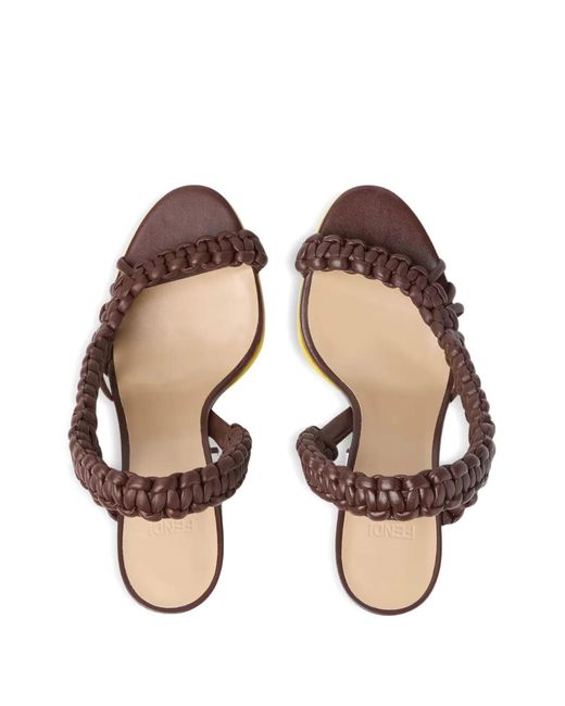 Fendi Brown Arco Braided Sandals