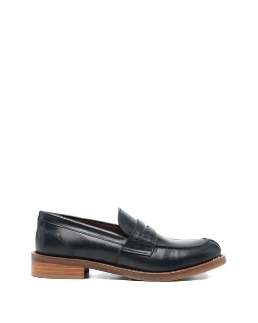 SOMMET Blue Penny-Slot Leather Loafers