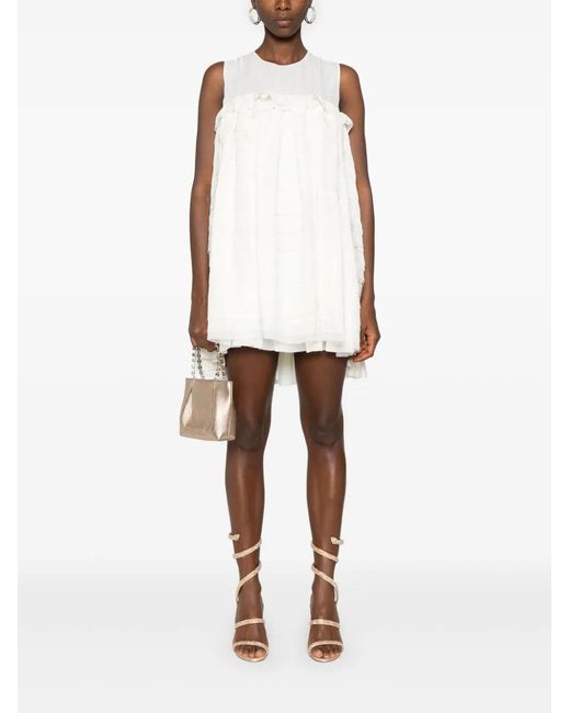 Baruni White Ruffled Mini Dress