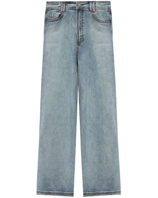 Aje. Blue Two-tone Wide-leg Jeans