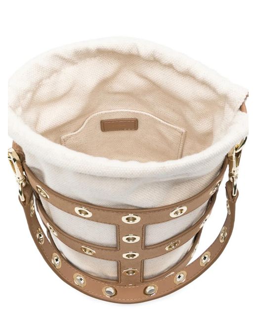 Maje White Eyelet Bucket Bag