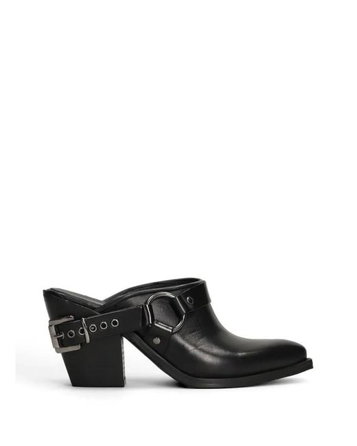 METISSE Black Buckle-Strap Mules