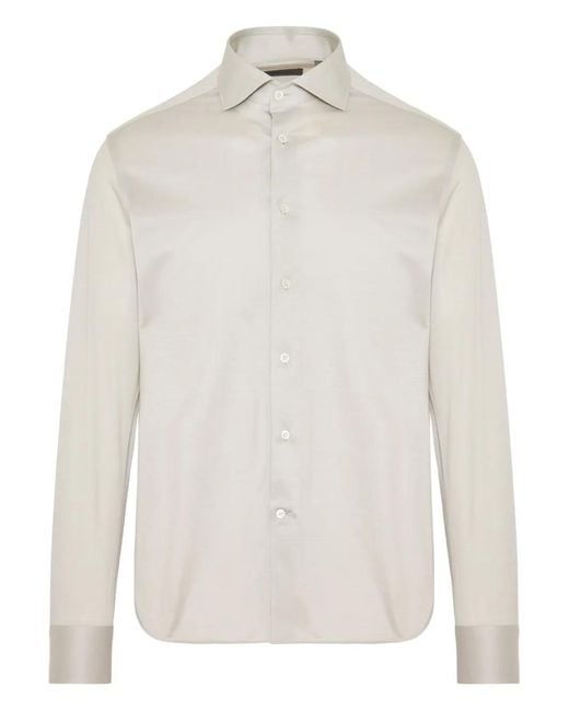 Corneliani White Longsleeved Button-Down Shirt for men