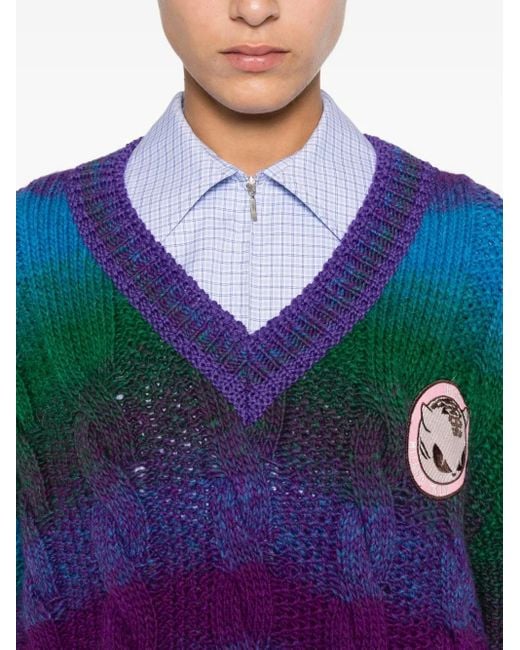 Pull En Maille Torsadée À Col V Gcds en coloris Blue