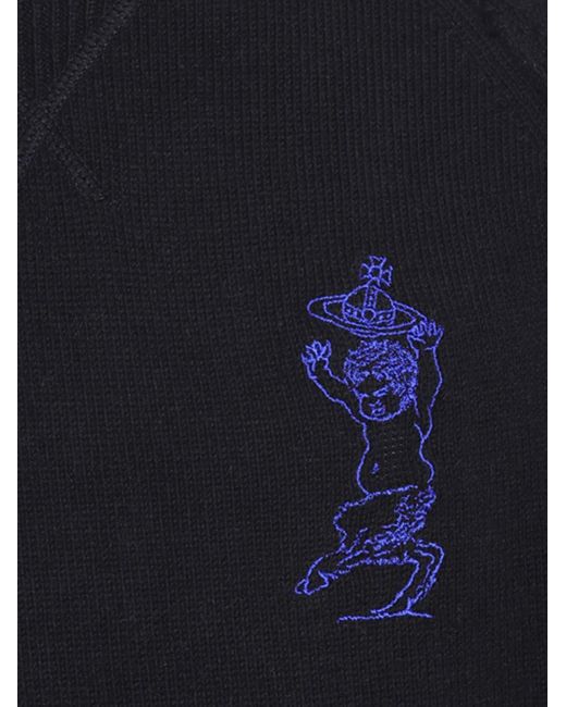 Vivienne Westwood Blue Embroidered Raglan-Sleeve Sweater for men