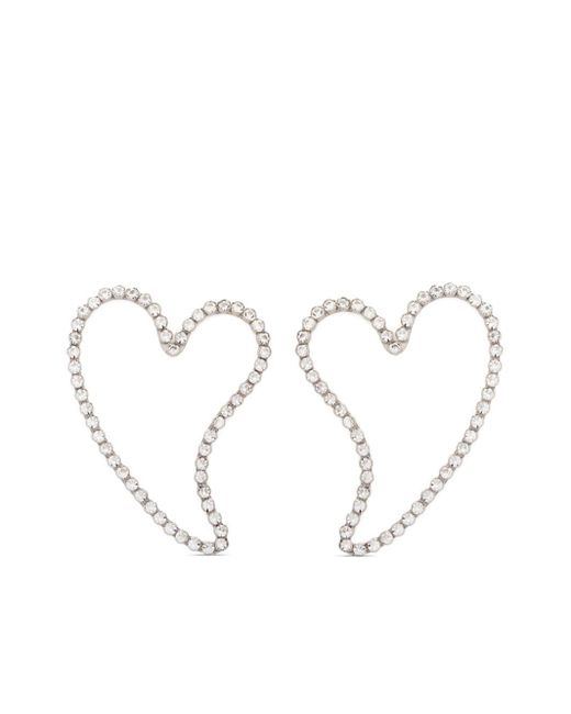 Nina Ricci White Heart Rhinestone-embellished Earrings
