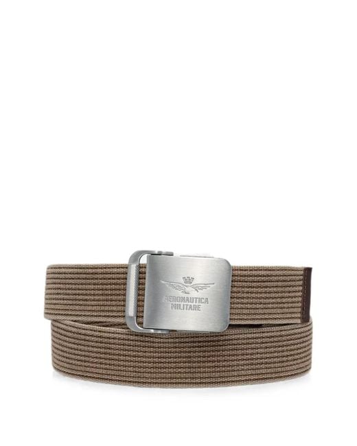 Aeronautica Militare White Logo-Engraved Buckle Belt for men
