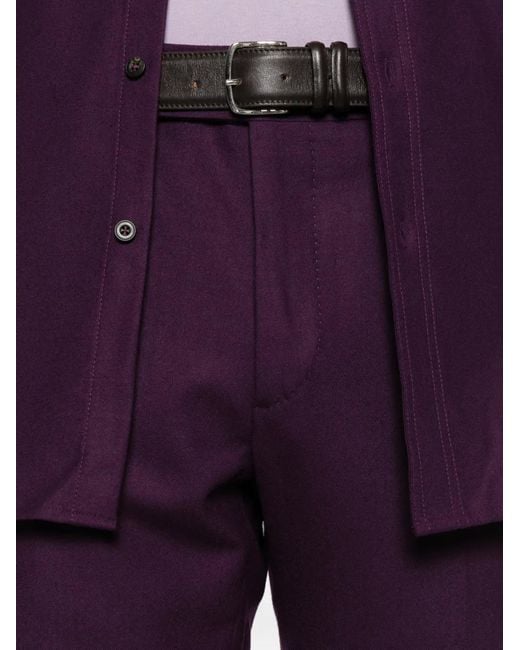 Cellar Door Purple Tapered-Leg Buttoned Wool Trousers for men