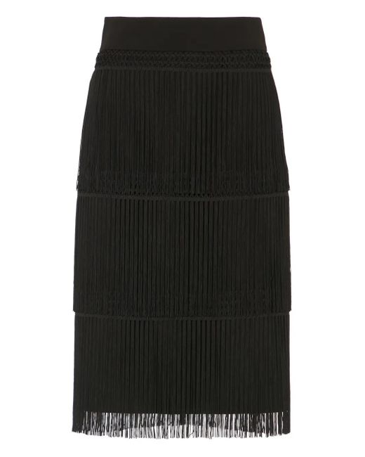 Temperley London Black Layered-Design Midi Skirt