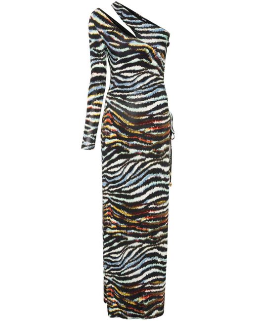 Just Cavalli White Zebra-print Maxi Dress